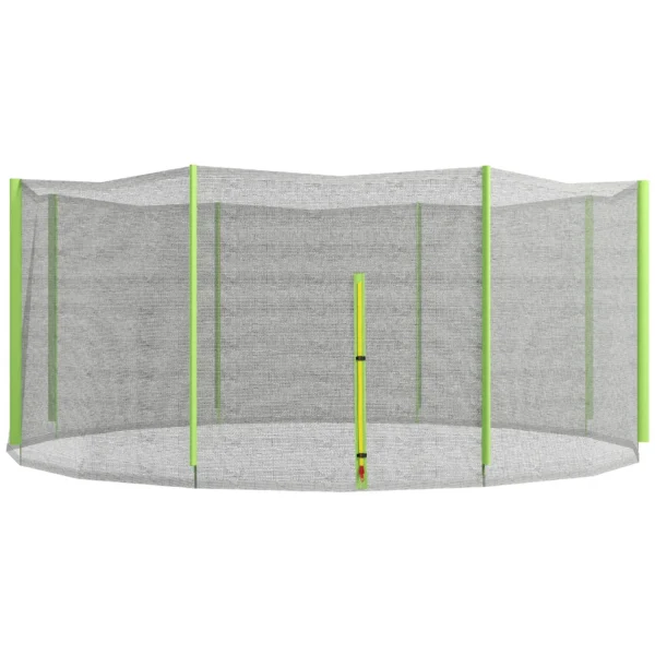 8-Pole Trampoline Safety Net with Zippered Entrance, PE, Ø366x180 cm, Black and Green