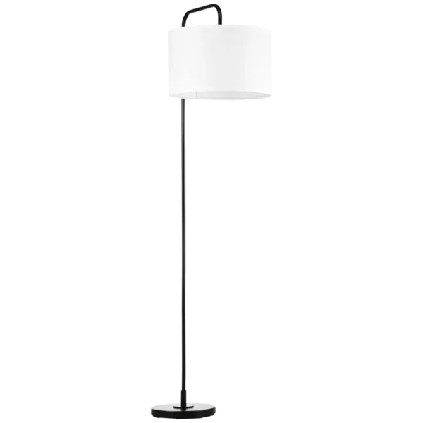 Modern Steel Floor Lamp with Linen Effect Fabric Lampshade, 64x38x163.5 cm, White and Black