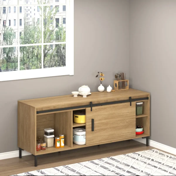 Sliding Wooden Door Kit with 200cm Track and 20kg Load Capacity, Black