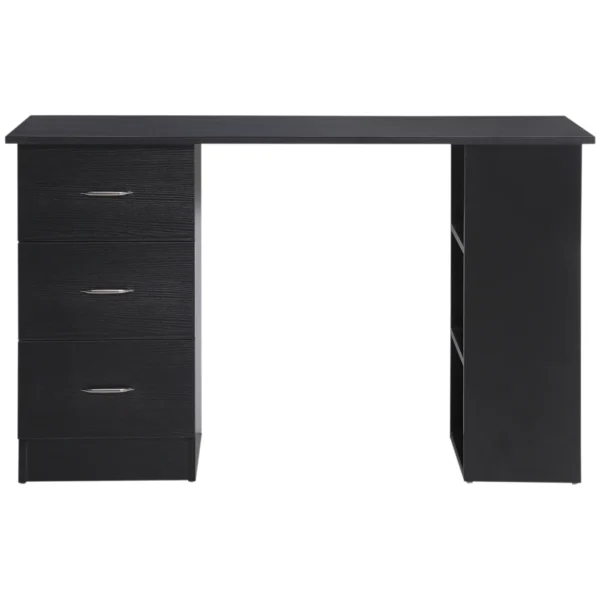 PC Desk with 3 Shelves and 3 Drawers for Bedroom and Office, in MDF Wood, 120x49x72 cm, Black