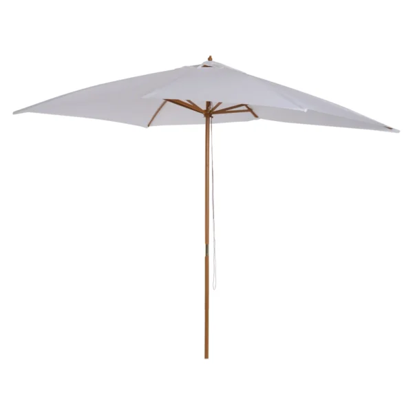 Garden Umbrella 2x3 in Lacquered Wood with Removable Cover, White