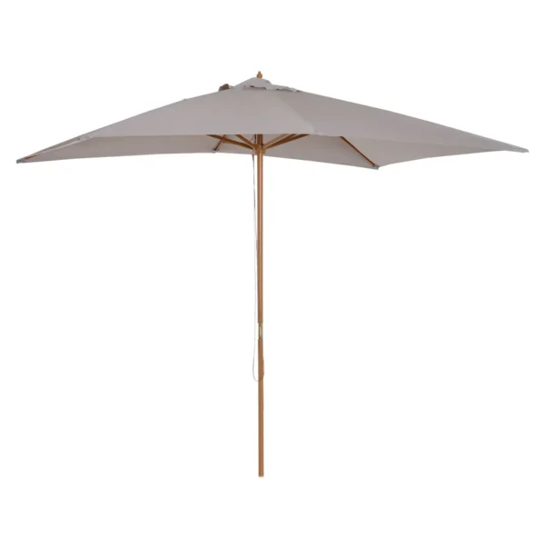 2x3m Waterproof Wooden Garden Umbrella with Removable Polyester Cover, Grey