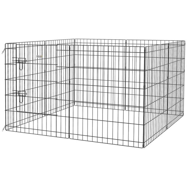 Dog and Puppy Playpen, 8 Piece Wire Pet Playpen, 76 x 61cm Black