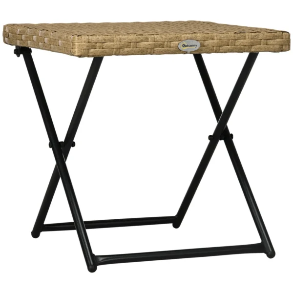 Space-saving Folding Garden Table in Synthetic Rattan and Steel, 40x40x40cm, Wicker Color