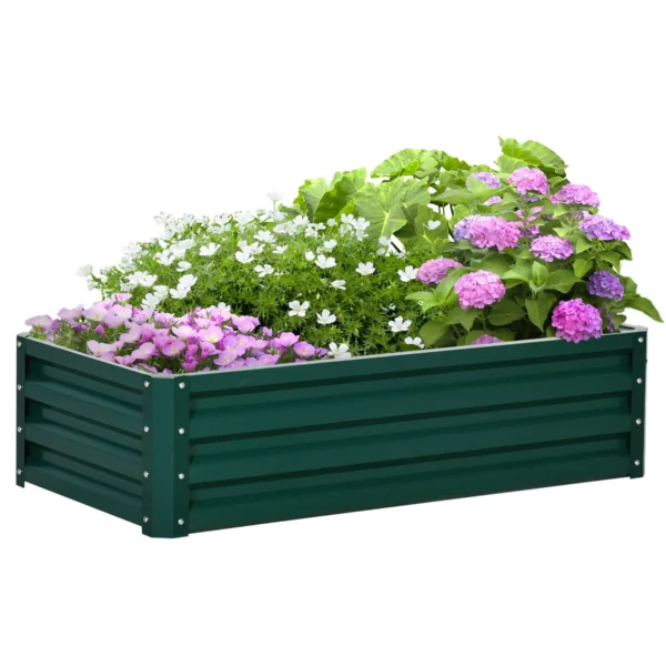 Raised Vegetable Garden Bed with Open Bottom and Lining, Galvanized Steel, 120x60x30.5 cm, Green