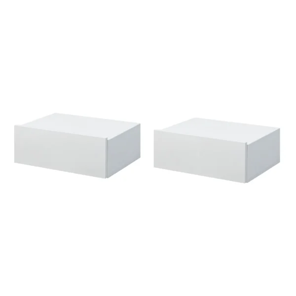 Set of 2 Wooden Suspended Bedside Tables, Modern Design, 40x30x15cm - White