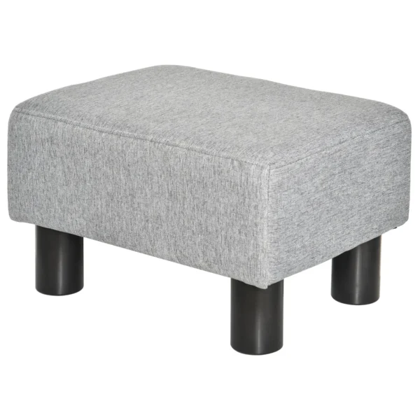 Pouf Footstool in Linen Effect Fabric Padded, 40x30x24cm, Grey