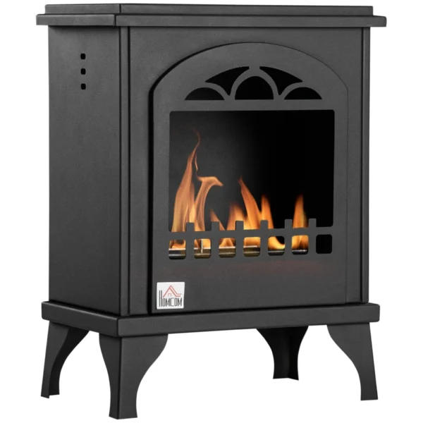 Bioethanol Fireplace in Metal with 3h Burn Time, 0.9L Tank and 25m² Coverage, 41x25x54 cm, Black
