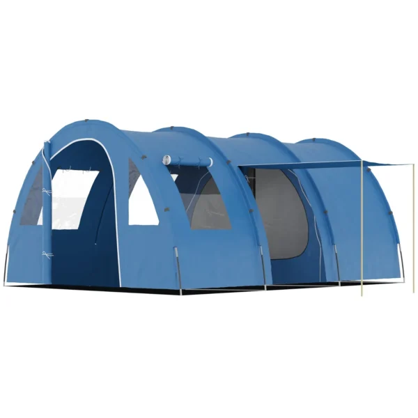 5-6 Person Camping Tent with 2 Doors, Windows and Storage Pockets, 475x315x215 cm, Blue