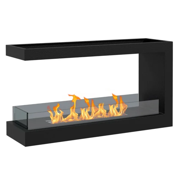 Bioethanol Fireplace with 3 sides with 2.4L burner and lasting 4 hours, 30ãŽ¡ cover, 100x30x55cm