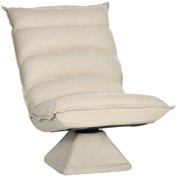 360° Swivel Upholstered Fabric Armchair with 3 Reclining Levels 62x70x95cm, Beige