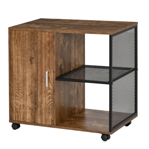 Printer and Document Cabinet, Nordic Style Drawer Cabinet with Wheels, Multipurpose Cabinet for Office and Home, Vintage Brown