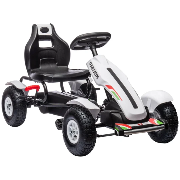 Pedal Go Kart for Children 5-12 Years in Plastic and Metal with Adjustable Seat and Handbrake, 121x58x61 cm