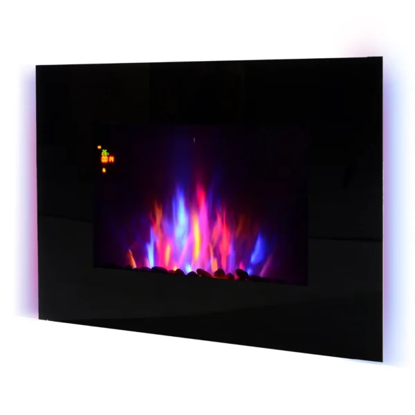 Electric Fireplace Wall Mount Power 1000W/2000W Flame Effect 7 Colors with Remote Control 90 × 9.5 × 56cm