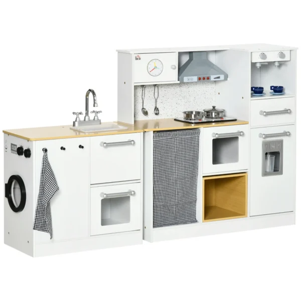 2-Piece Toy Kitchen for Kids 3-6 Years Old with Kitchen Utensils, Lights and Sound Effects, in MDF and PP