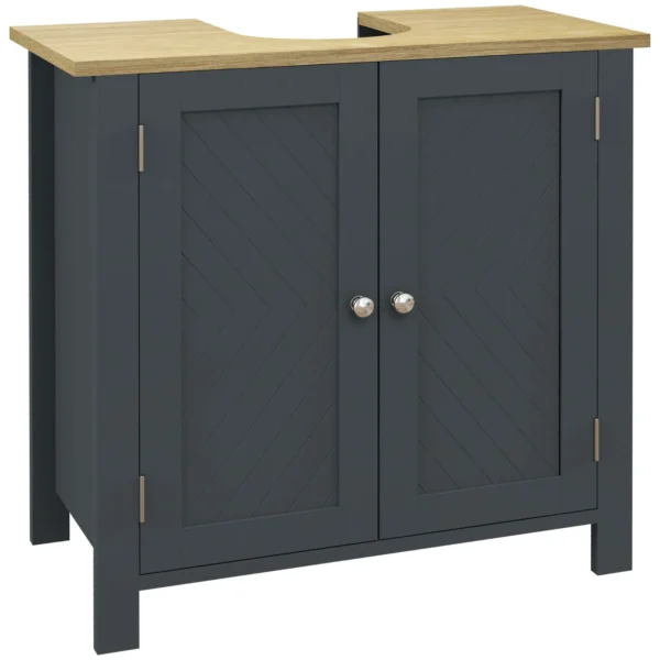 Bathroom Grey Sink Vanity with 2 doors in  MDF and adjustable internal shelf | 60x30x60 cm