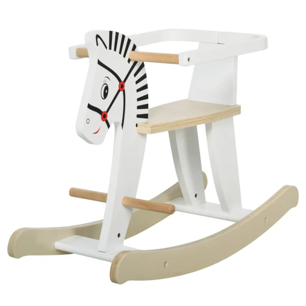 Classic Wooden Rocking Horse for Children 1-3 Years with Edge, Handles and Footrest, 68x26. 5x48cm, White 4.8
