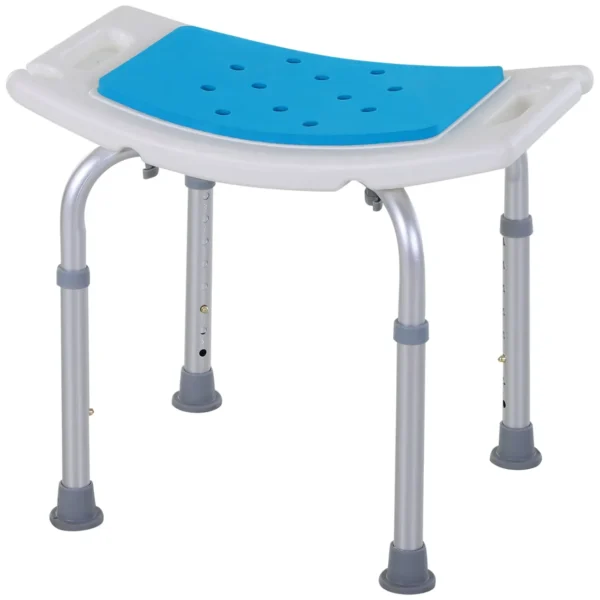 Shower Stool Bathroom Aluminum Alloy and Non-Slip Plastic, 6 Level Adjustable Height 39-52cm