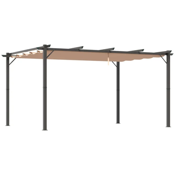 DAISY | Gazebo Garden Pergola 3x4m with Polyester Fabric and Aluminum Frame, Gray and Brown