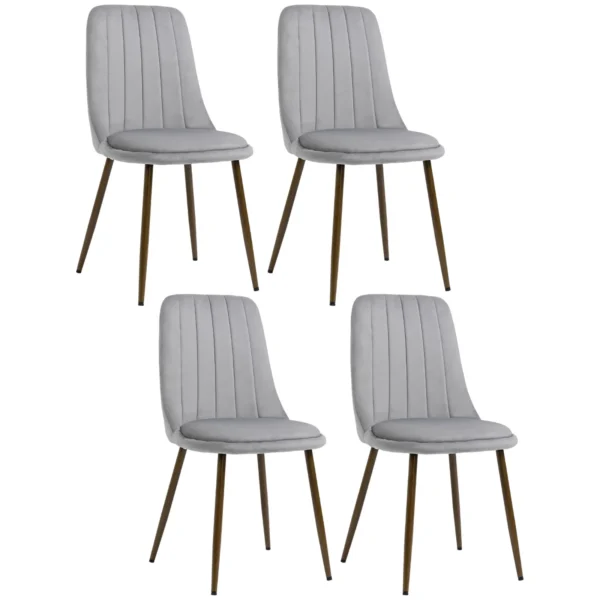 Padded Kitchen Chairs, Set of 4 in Polyester and Steel, 47x55x86 cm, Grey