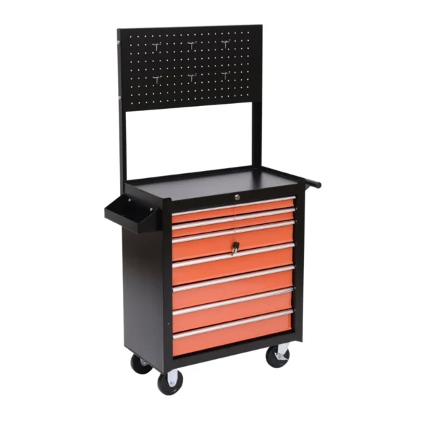 Tool Trolley with Drawers 61.5 x 33 x 76cm Black and Orange