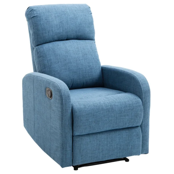 Manual Reclining Relax Chair with Footrest Load Capacity 125kg Linen Fabric 67 × 83 × 107cm Blue