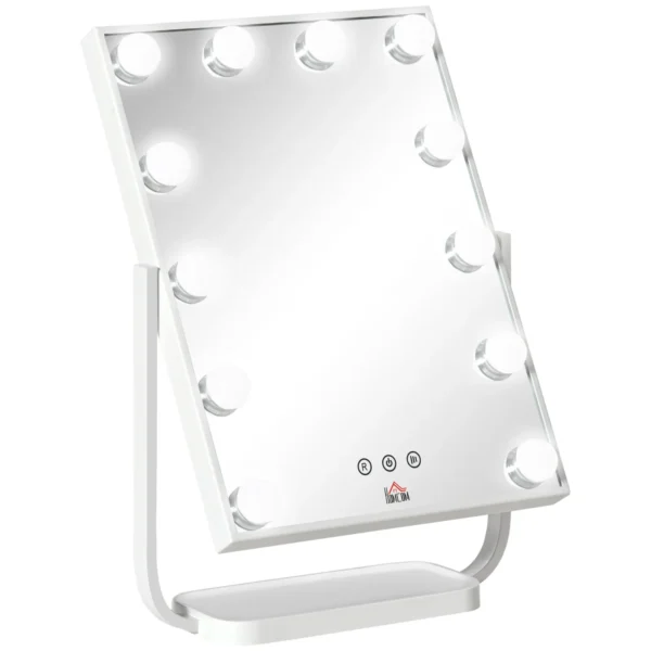 Tilting Illuminated Makeup Mirror with 12 LED Lights and Adjustable Brightness, 32.8Lx11x47.4cm