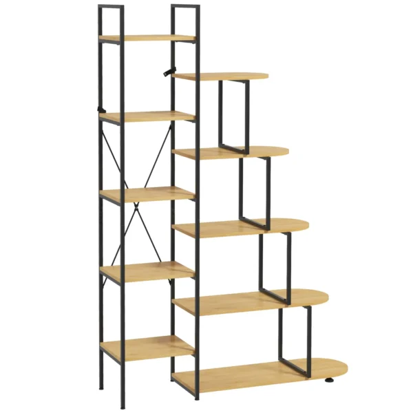 Industrial Style Bookshelf Unit in Chipboard and Steel, 111.5x32x170 cm
