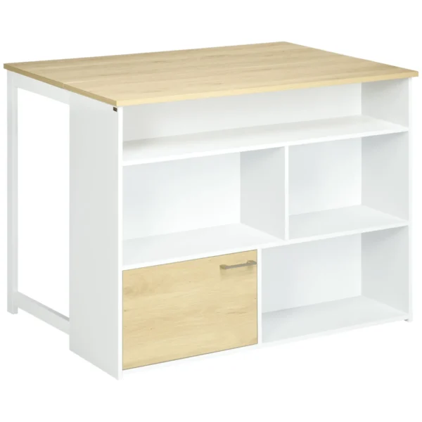 Modern MDF Bar Table for 2 People with 4 Open Shelves and Cabinet, 116x79. 5x91 cm