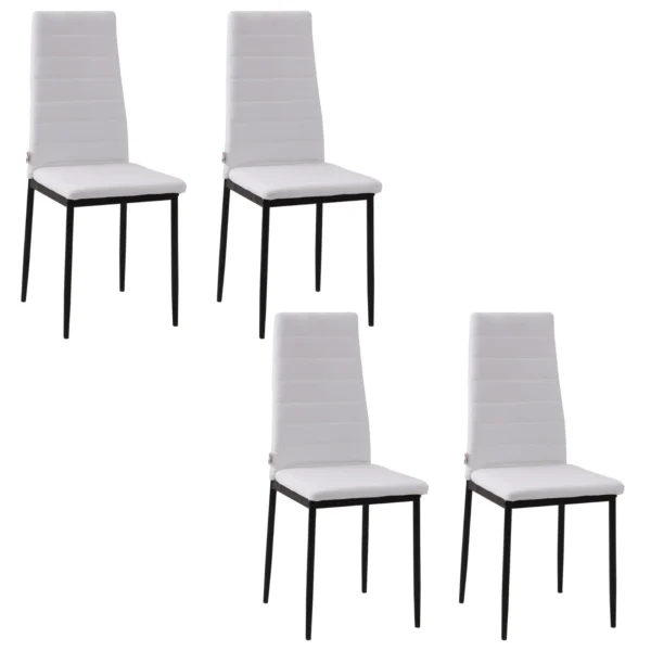 Set of 4 Upholstered Chairs for Living Room or Dining Room, Modern Kitchen Chairs, in Metal and White Fabric