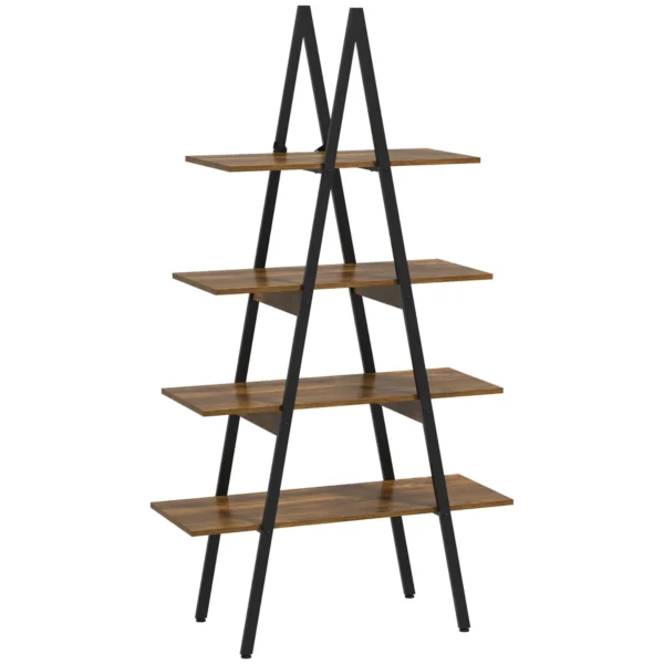 4-Tier Chipboard and Steel A-Shaped Bookcase Shelf