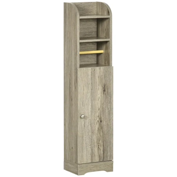 Chipboard Bathroom Cabinet with 2 Shelves and 2-Tier Cabinet, 23x18x100cm, Grey