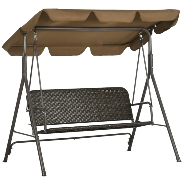 ARIZONA | 3 Seater Garden Swing with Adjustable Canopy in PE Rattan and Steel, 167x112x153cm