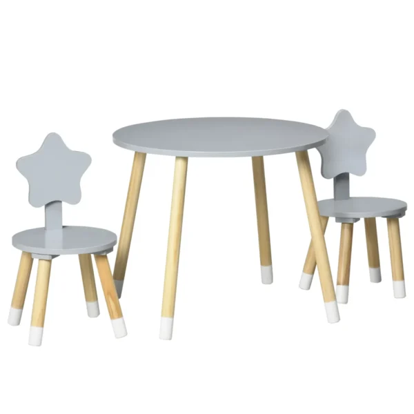 Children's Wooden Table and 2 Chairs Set, Ages 18 Months to 4 Years, Grey