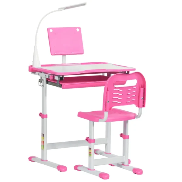 School Desk with Chair for Children 6-12 Years, 70x49. 5x80-105 cm, Pink
