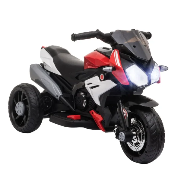 Electric Motorcycle for Children 3-5 Years Max. 25kg with Lights, Music, 6V Battery and 3km/h Speed, 86cm x 42cm x 52cm Red