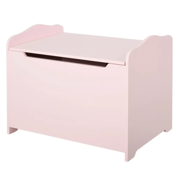Store Bench Pink wooden bench with storage space for childrens room