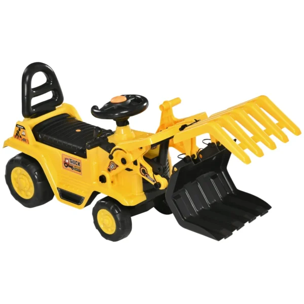 Excavator for Children 3-4 Years with Clamp, Sound Button and Storage Space, 83x27x39 cm, Yellow and Black