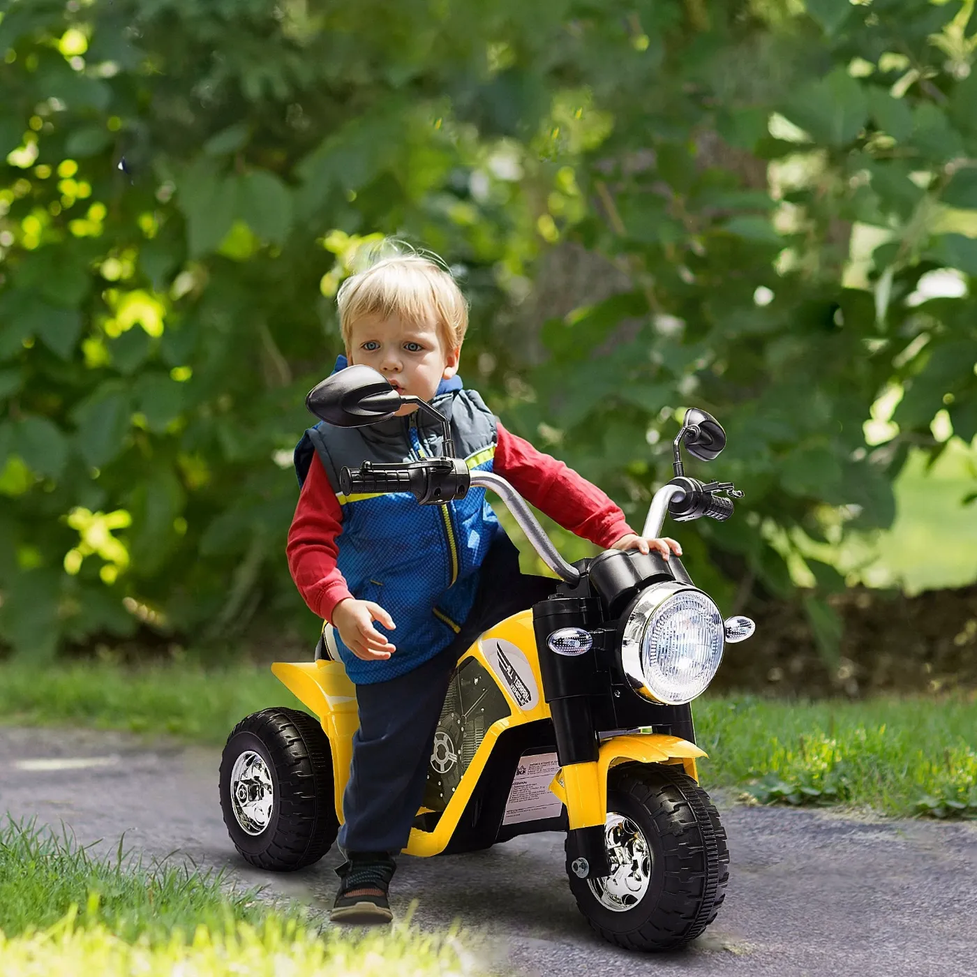 Electric motorcycle for children 18-36 months 3 wheels rechargeable battery - yellow - Image 2
