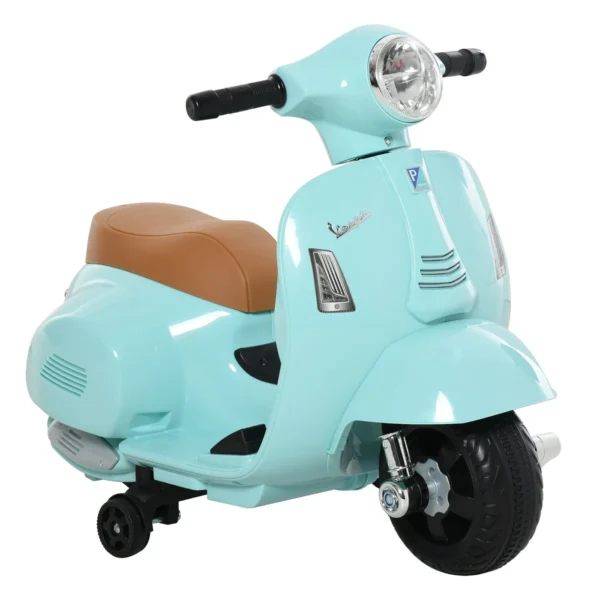 Electric motorcycle for children with official Vespa 6v battery license, headlights and horn, for children of 18-36 months, green, 66.5x38x52cm