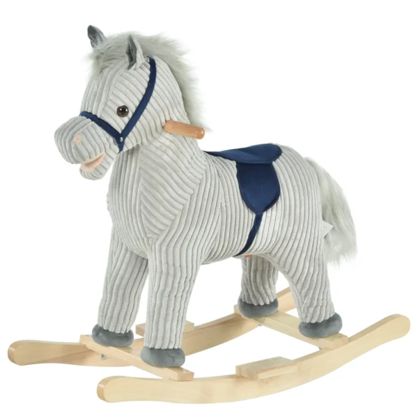 Rocking Horse for Children 3-6 Years with Sounds Plush, 73x35x64cm, Grey