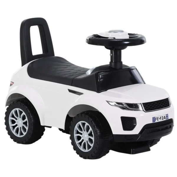 Ride-On Toy Car for Children 12-36 Months, Push Car with Storage Compartment and Backrest, White