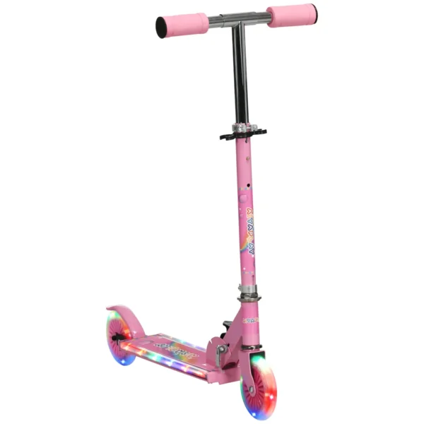 Children's Scooter 3-7 Years Foldable 2 Wheels and Adjustable Height, 67x30x63/68/73/76 cm, Pink