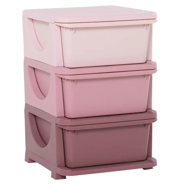 PINKY | Colorful plastic chest of bedroom with 3 drawers | 37x37x56.5cm