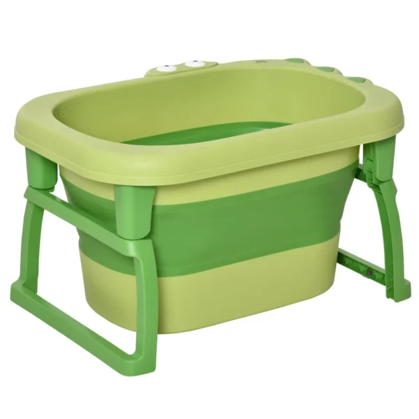 Foldable Baby Bath Tub for 0-6 Years Old in Non-Slip Plastic Green, 75.3x55.4x43cm