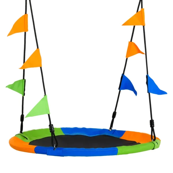 Round Nest Swing for Children Ages 3 and Up for Garden, Outdoors, Indoors, Bedroom, Multicolor Φ100x120-180Hcm