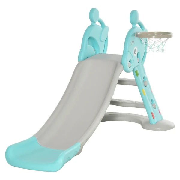 Slide for children with basketball basketball for interior and outdoor in PP and HDPE, age 2-4 years, Grey and blue