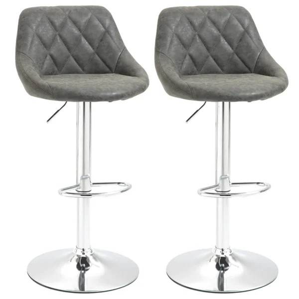 Set 2 swivel design bar stools with adjustable height - dark Grey