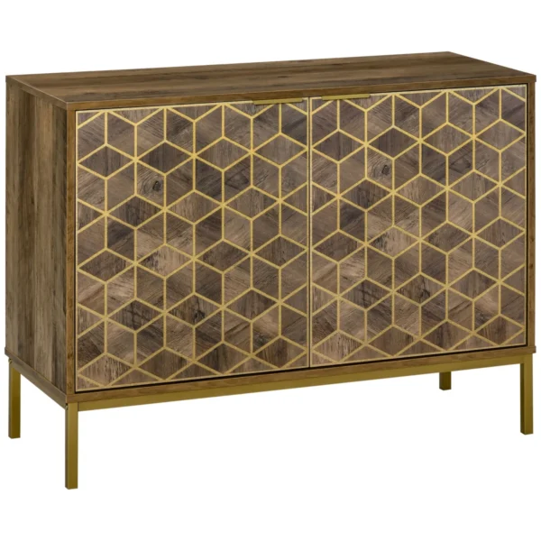 Modern Entrance Hall Cabinet with Gold Decorations and Steel Legs, 99x39x75.5cm