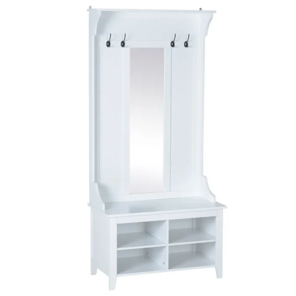 BELLINI | White Entrance Hall Wall Unit with Hangers and Shoe Rack | 80x40x170cm
